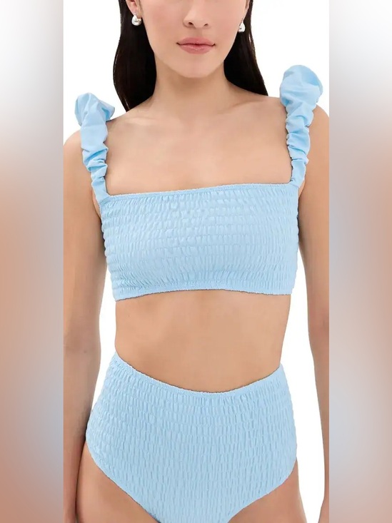 Sea Other - SEA New York Amabel Smocked Bikini Set NWT M Ice Blue Ruffle High Waist Luxury